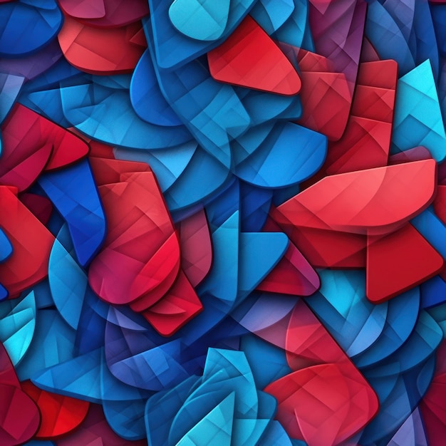 A colorful background with red and blue shapes and the words love on it.