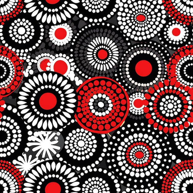 Photo a colorful background with a red and white pattern with the red circles