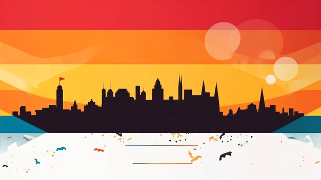 A colorful background with a red and yellow flag that says'vienna '