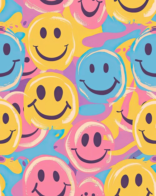 a colorful background with a smiley face and a smiley face