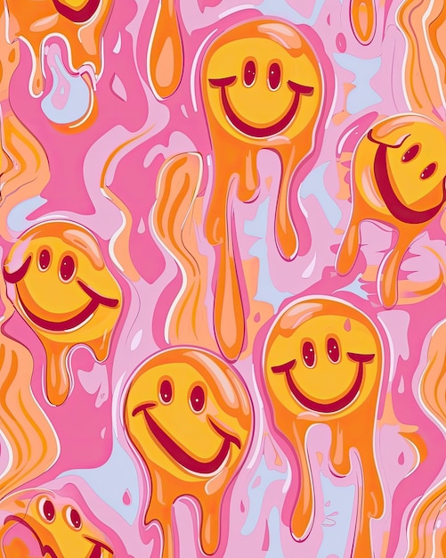 Photo a colorful background with smiley faces and faces and faces