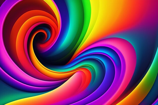 A colorful background with a spiral design that says rainbow.