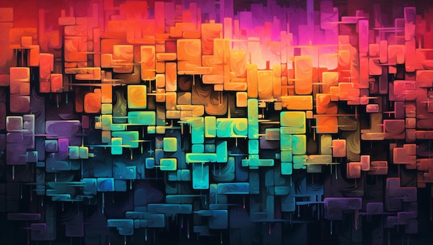 A colorful background with squares and the word cubes on it