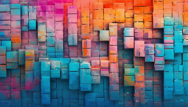 A colorful background with squares and the word cubes on it