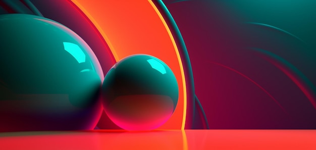 A colorful background with three balls in the middle of it.
