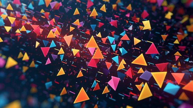 Photo a colorful background with triangles and the word cube ai generative