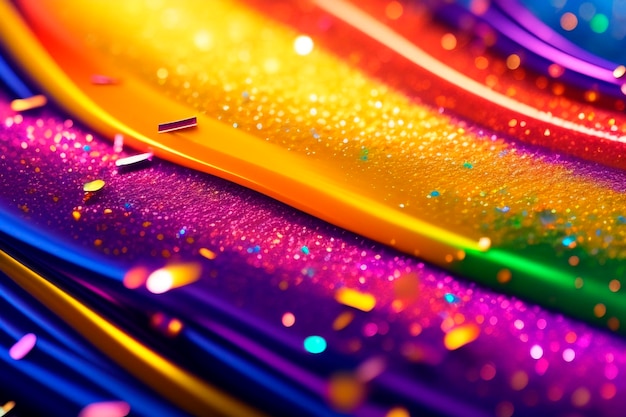 colorful background with vivid rainbow glitter twisting