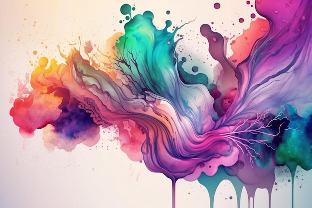 A colorful background with a watercolor painting of a colorful liquid.