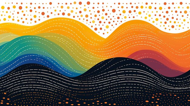 A colorful background with waves and dots generative ai image