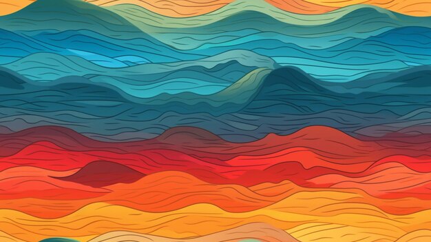 A colorful background with waves and the words sea and sky in the background.