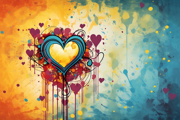 Photo colorful background with a yellow background and the word love on it