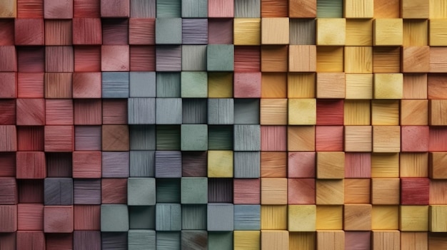 Colorful background of wooden blocks