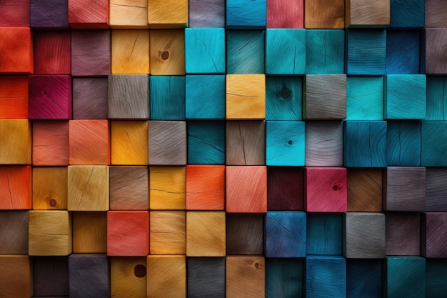 Colorful background of wooden blocks