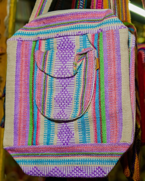 Colorful backpack handmade by artisans