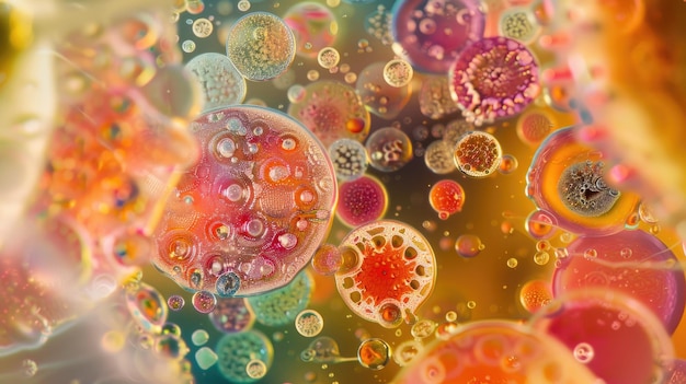 Photo colorful bacterial cultures flourishing in petri dish