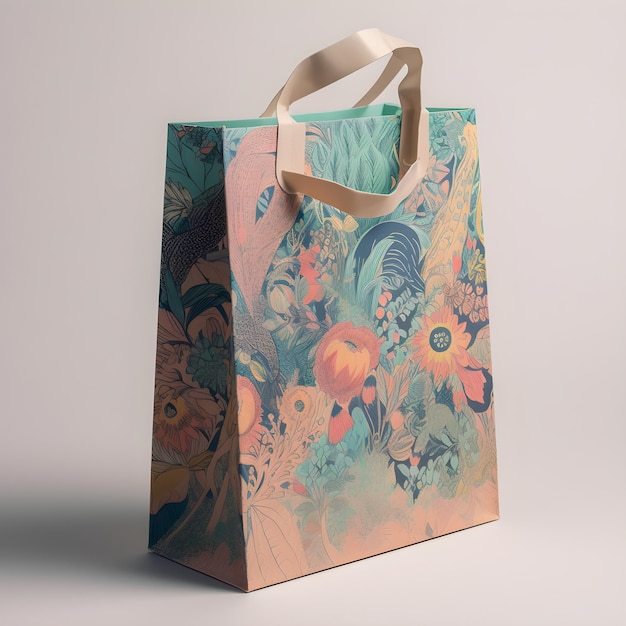 A colorful bag with a floral print on it