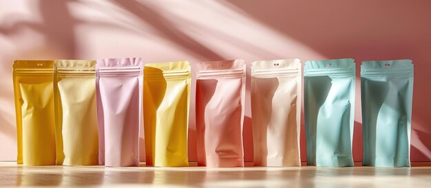 Photo colorful bags arranged on floor