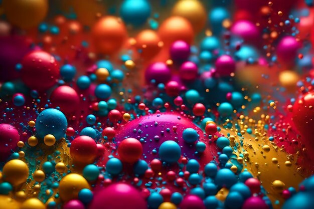 A colorful ball of balls in a water background