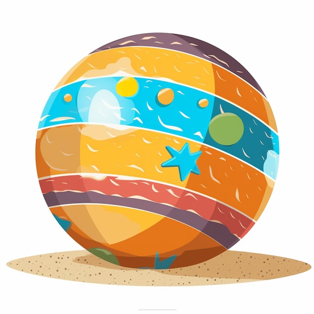 A colorful ball with the word beach on it