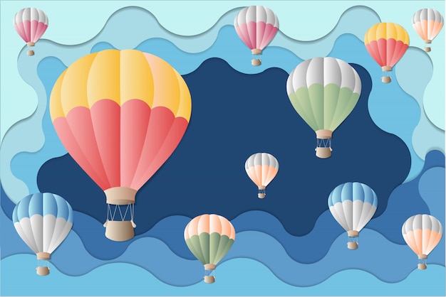colorful balloon on blue background. illustration for balloon festival.