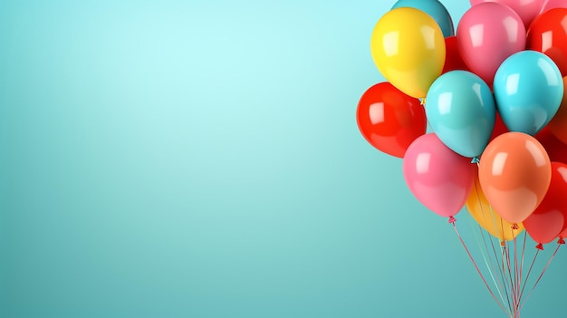 Colorful balloon cluster with space for text against