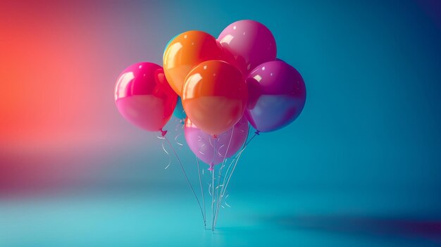 colorful balloon floating on blue background A minimalist concept idea