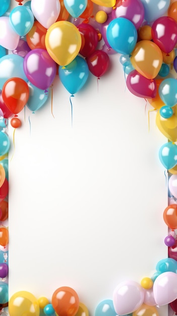 Photo colorful balloon frame with space for text