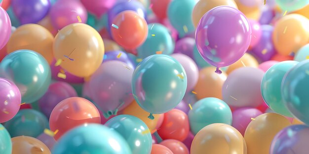 Colorful balloons background Bunch of colorful balloons flying in the air Ai Generated