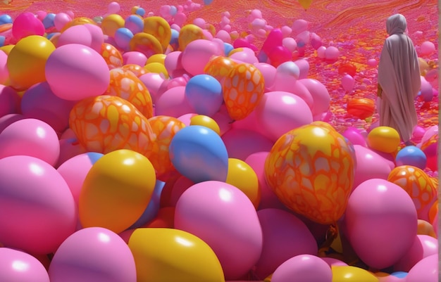Цветные воздушные шары на заднем плане