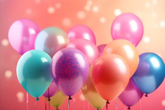 Photo colorful balloons for birthday party