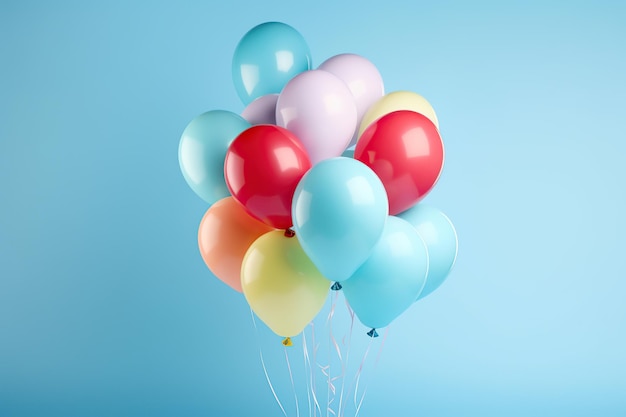 Colorful balloons on blue background