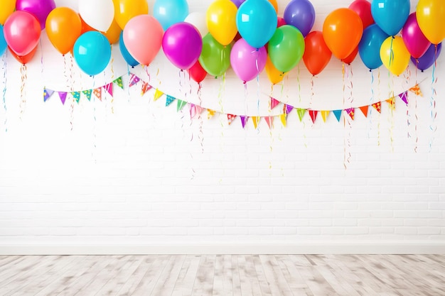 Colorful balloons and confetti Colorful party balloons with confetti AI Generated