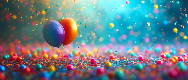 Colorful Balloons and Confetti for a Joyful Celebration Background