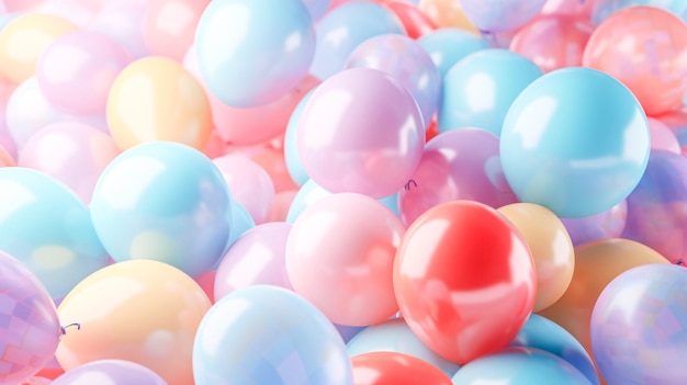 Colorful Balloons Floating in the Sky Generative AI