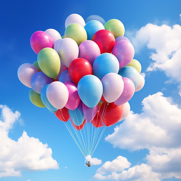 Фото Разноцветные воздушные шары в голубом небе