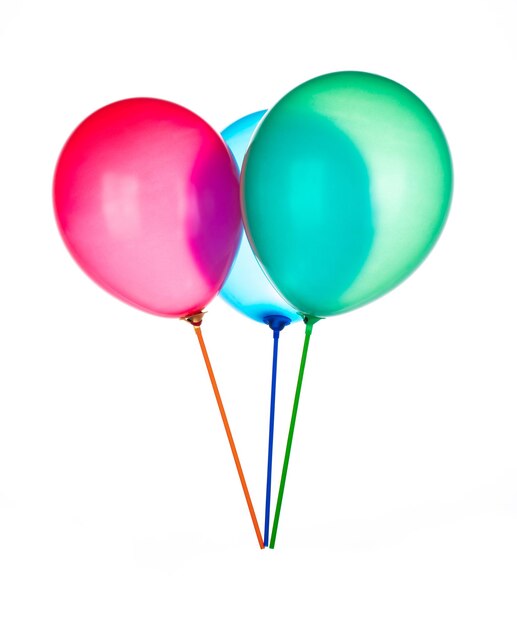 Colorful balloons isolated on a white background.