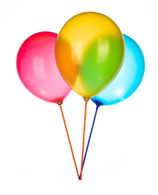 Colorful balloons isolated on a white background.