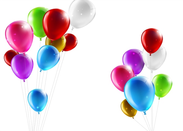 Фото Разноцветные воздушные шары на белом фоне