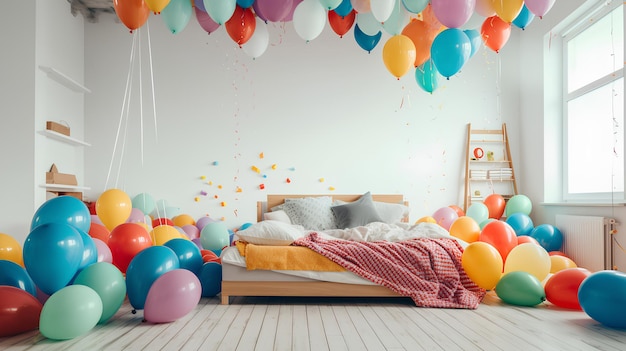 colorful balloons in a room Colorful birthday room with balloons Colorful balloons background