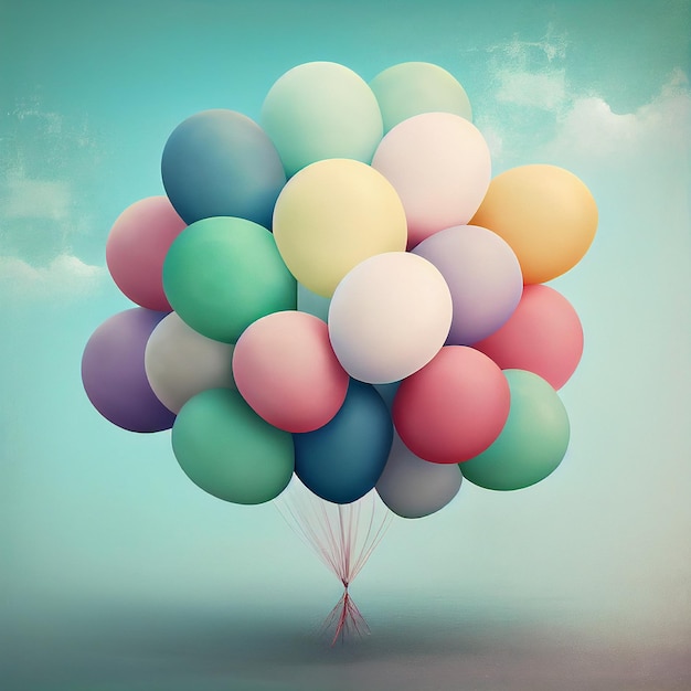 Colorful balloons in the sky birthday anniversary and party concept generative AI