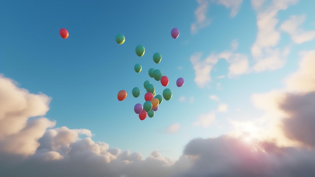 Photo colorful balloons in the sky