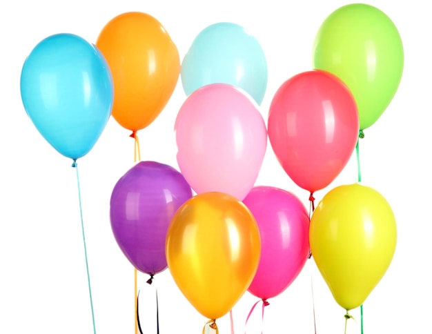 Photo colorful balloons on white background closeup