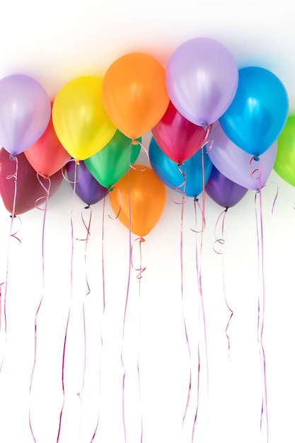 Colorful balloons on white background