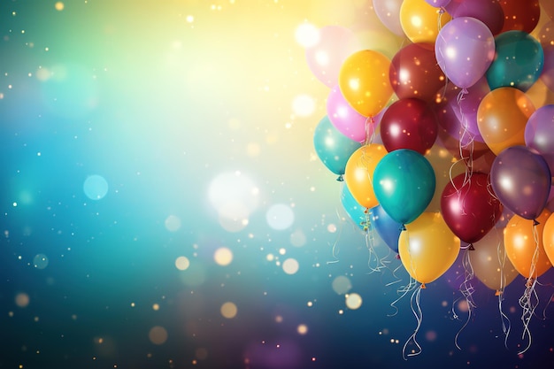 Colorful balloons with bokeh background with copy space