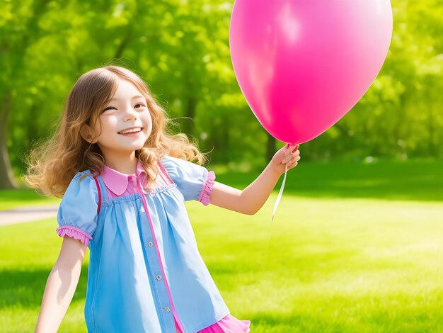 子どもと色とりどりの風船