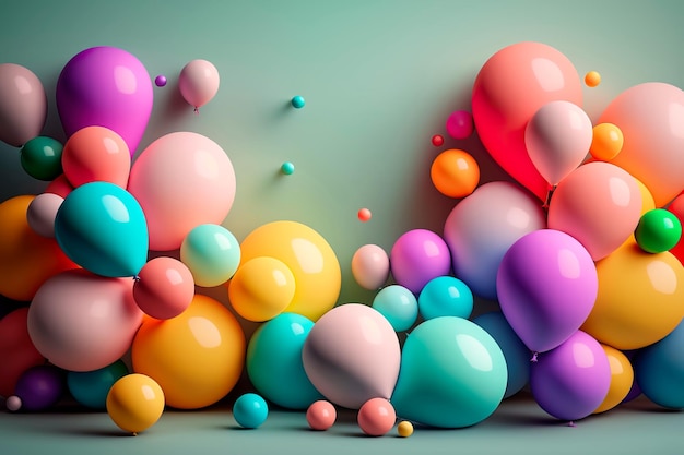 Colorful balloons with empty space for textGenerative AI