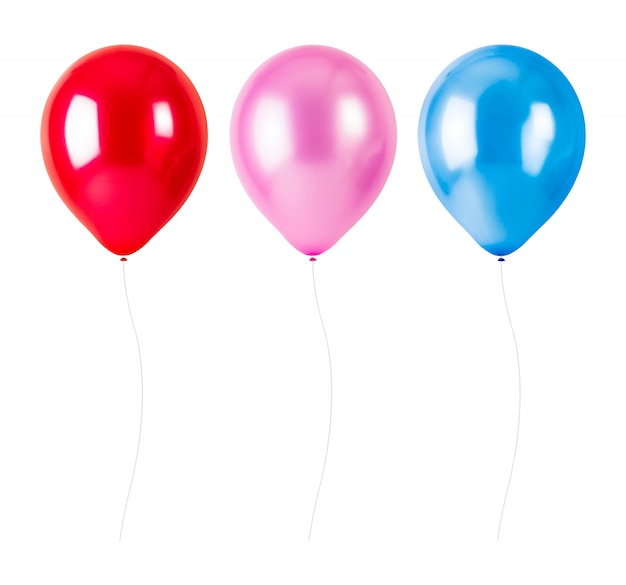 Palloncini colorati con corda isolato su sfondo bianco