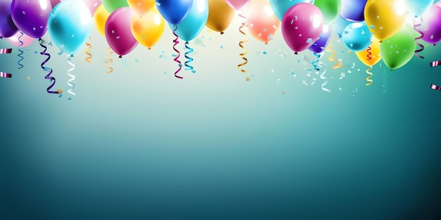 Красочные воздушные шары со словом "С днем рождения" внизу