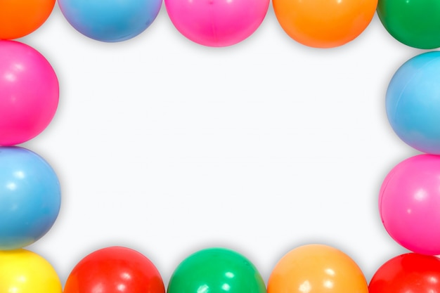 Photo colorful balls placed on white background.