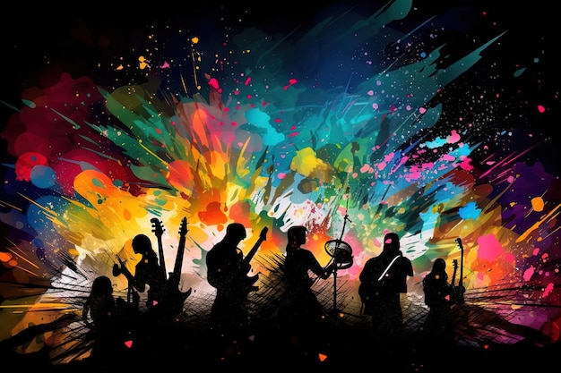 A colorful band with a black background